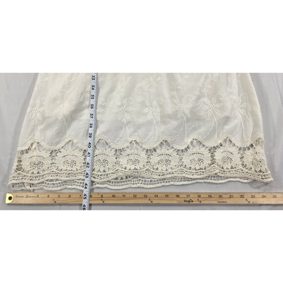 LEL Womens Embroidered Cotton Dress Lace Ivory Cottage Bride Romantic Tall Sz 12 - Picture 13 of 13
